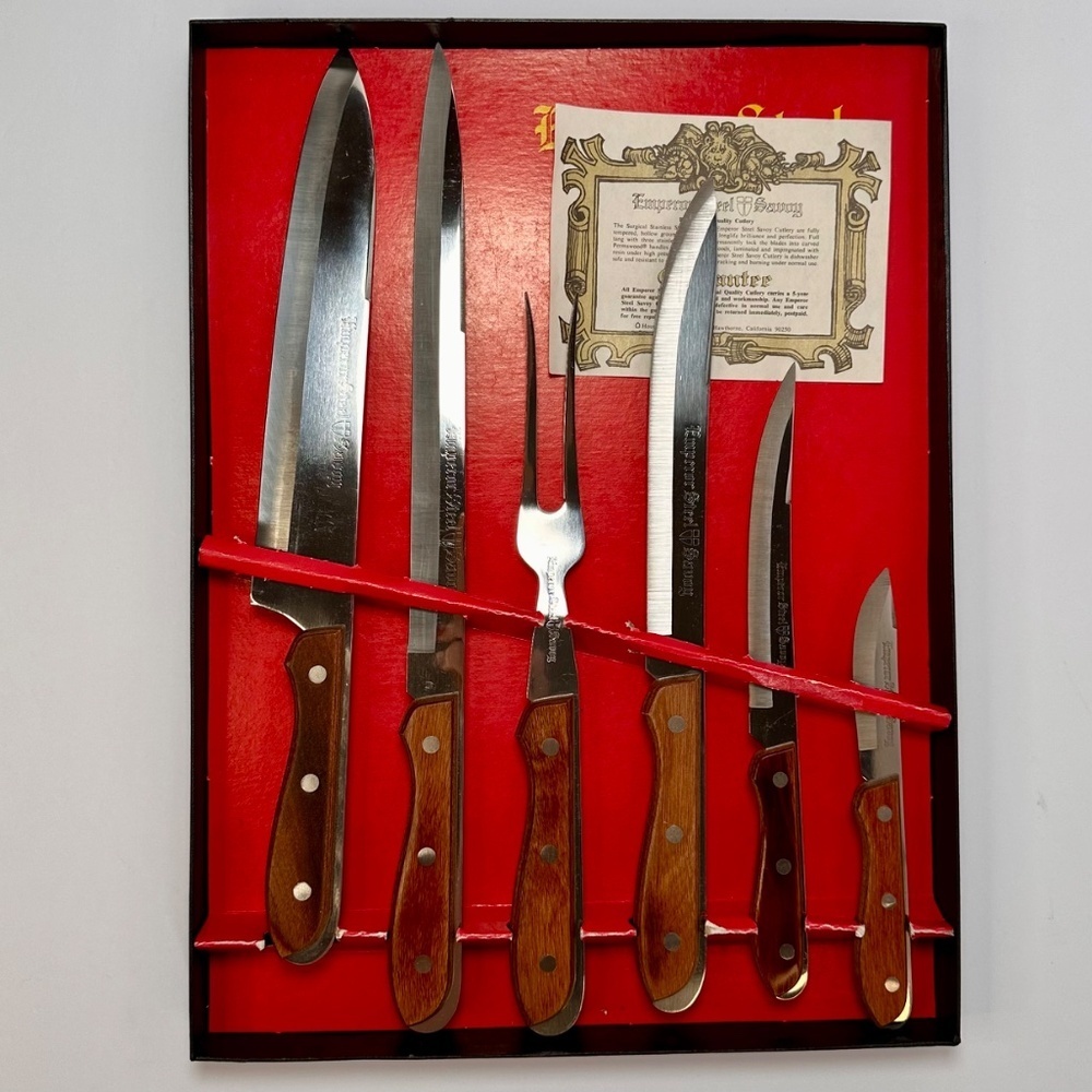 Vintage Emperor Steel Savoy Cutlery Set Stainless Steel Knives Original Box - Picture 2 of 6